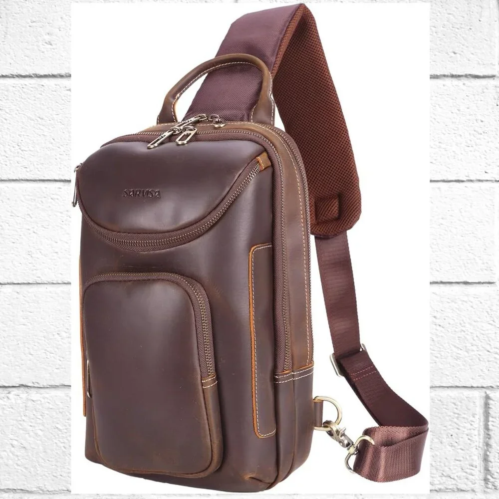 NEW! Star Vista Cowhide Leather Shoulder/Crossbody Bag with Metal Zippers/Hdwr